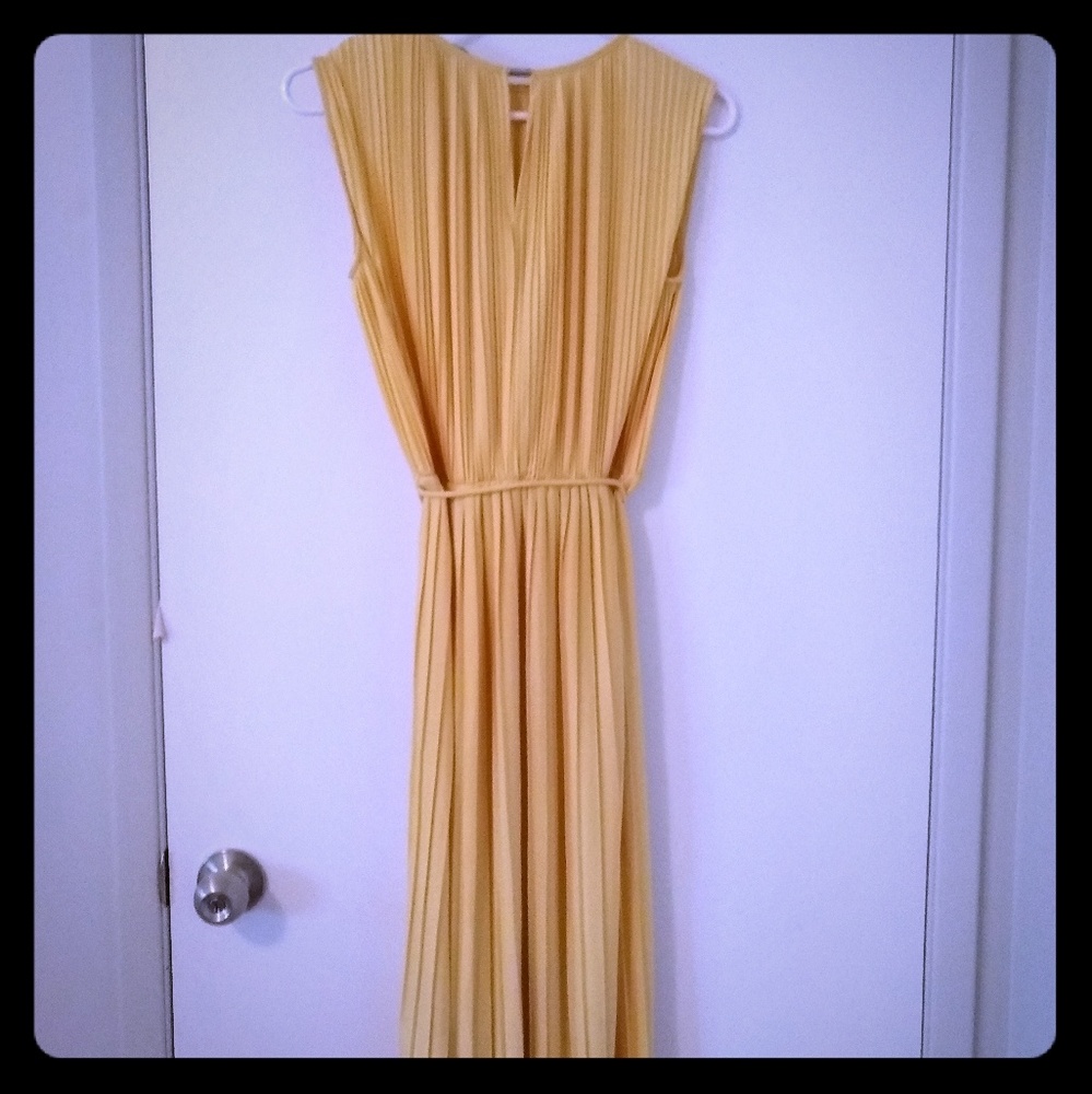 H&M yellow pleated dress, new with tags